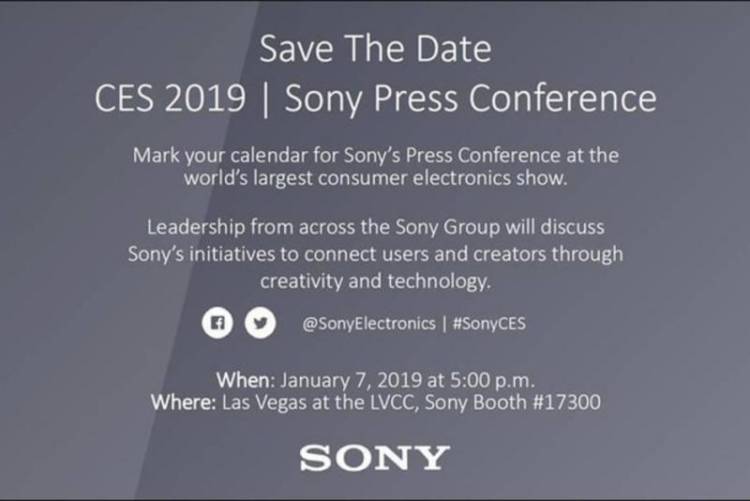 Sony проведет презентацию на CES 2019